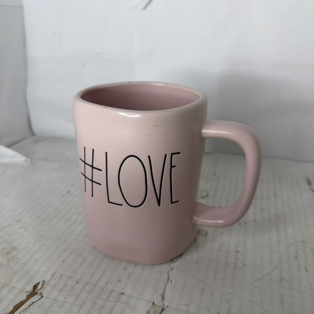 Rae Dunn #LOVE Pink Coffee Tea Mug Artisan Collection By Magenta